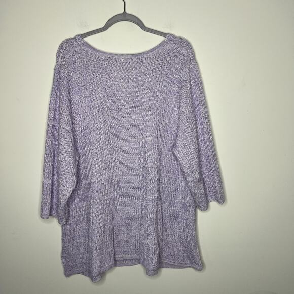 J‎ Jill Sweater Womens 3X Lavender V Neck Pullover 3/4 Sleeve Tunic Knit Marled - Picture 2 of 11